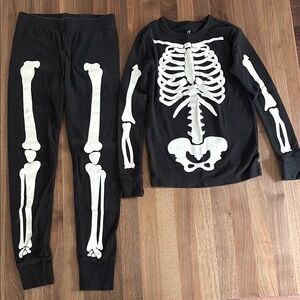 Gap Kids Skeleton Print Black Pajama Set organic cotton size 8